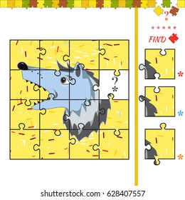 Halves matching activity task for children. Visual educational puzzle to learn