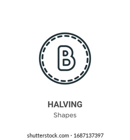 Halving outline vector icon. Thin line black halving icon, flat vector simple element illustration from editable shapes and symbols concept isolated stroke on white background