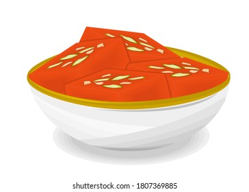 Halwa Indian Sweets or Mithai Food Vector