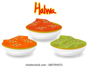 Halwa Indian Sweets or Mithai Food Vector