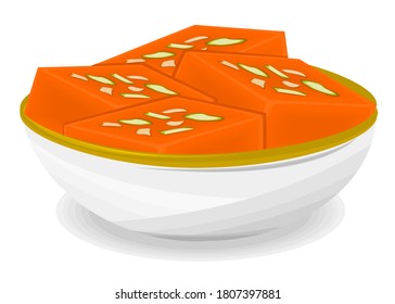 Halwa Indian Sweets or Mithai Food Vector