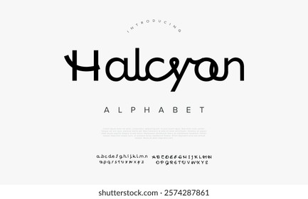 Halycon typography beauty fashion elegant minimalist serif italic fonts decorative wedding vintage retro logos. Minimal luxury font alphabet logo. Vector illustration