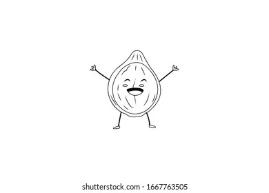 Halzelnut Object Vector Outline Fruit Illustration 