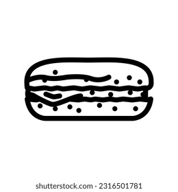 ham bun food meal line icon vector. ham bun food meal sign. isolated contour symbol black illustration