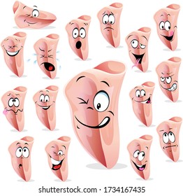 Ham Cartoon with Many Facial Expression - Vector Illustration