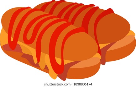 Jamón y queso, ilustración, vector sobre fondo blanco