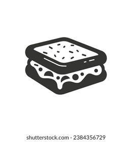 Icono de sandwich de jamón y queso en fondo blanco - Ilustración vectorial simple