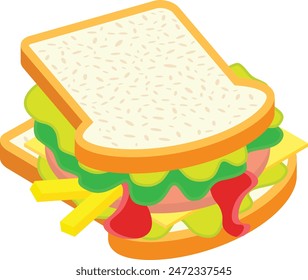 Un sándwich de jamón y queso con lechuga