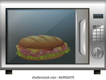 Ham cheese sandwiches in the microwave illustration