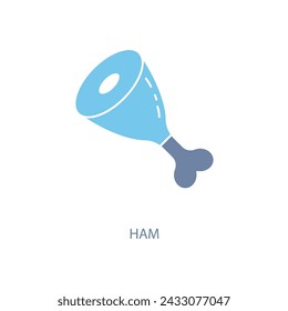 icono de línea de concepto de jamón. Ilustración de elementos simples. Diseño de símbolos de esquema de concepto de jamón.