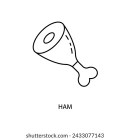 icono de línea de concepto de jamón. Ilustración de elementos simples. Diseño de símbolos de esquema de concepto de jamón.