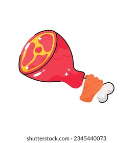 Ham doodle vector filled outline Sticker. EPS 10 file