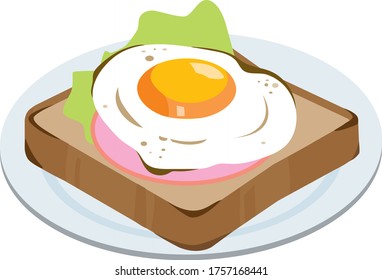 Ham egg toast on a plate