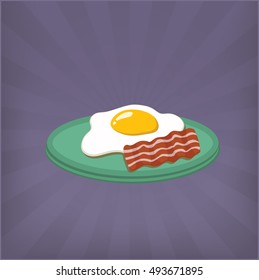 Ham and eggs in Shine style background