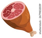 Ham flat cartoon icon vector illustration design perfect for food packaging meat product graphics grocery label artwork and cooking related projects