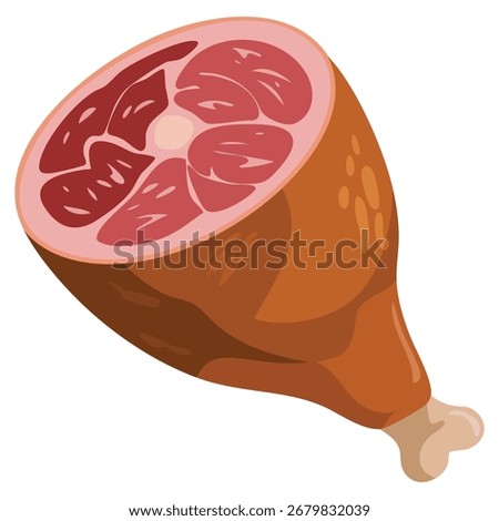 Ham flat cartoon icon vector illustration design perfect for food packaging meat product graphics grocery label artwork and cooking related projects
