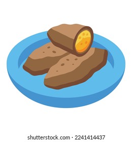 Ham food icon isometric vector. Spanish tapas. Meal tortilla