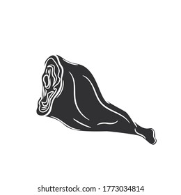 Ham-Glyph-Symbol. Skizze von Vektorplakaten für Broschüren, Banner, Verpackungsmenü und Markt