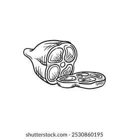 Ham handgezeichnetes Lebensmittel-Vektorsymbol