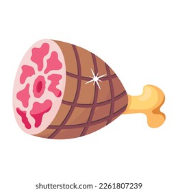 Ham hock icon vector in 2d style 