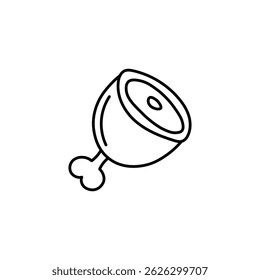 Ham Icon, Bone-in Ham Icon, hand drawn