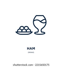 ham icon from drinks collection. Thin linear ham, food, meat outline icon isolated on white background. Line vector ham sign, symbol for web and mobile