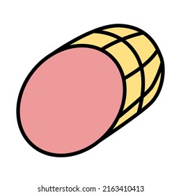 Ham Icon. Editable Bold Outline With Color Fill Design. Vector Illustration.