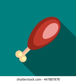 Ham icon in flat style with long shadow. Food symbol