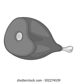 Ham icon. Gray monochrome illustration of ham vector icon