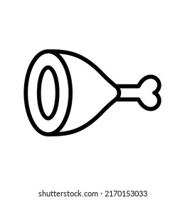Ham Icon. Line Art Style Design Isolated On White Background