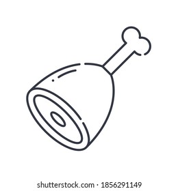 Icono de Jamón, ilustración lineal aislada, vector de línea delgada, signo de diseño web, símbolo de concepto de contorno con trazo editable sobre fondo blanco.