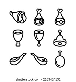 icono de jamón o logotipo símbolo de signo aislado ilustración vectorial - Colección de iconos vectoriales de estilo negro de alta calidad
