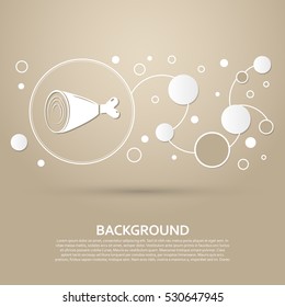 Ham Icon on a brown background with elegant style and modern design infographic. Vector illustration