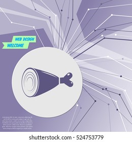 Ham Icon on purple abstract modern background. The lines in all directions. With room for your advertising. Vector illustration