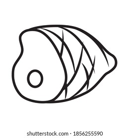 Schinken-Symbol auf weißem Hintergrund, Linienstil, Vektorgrafik