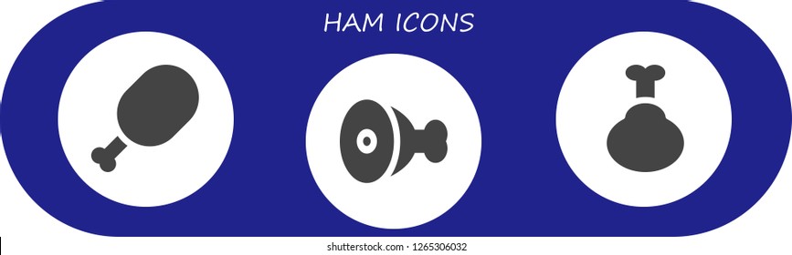  ham icon set. 3 filled ham icons. Simple modern icons about  - Meat, Chicken