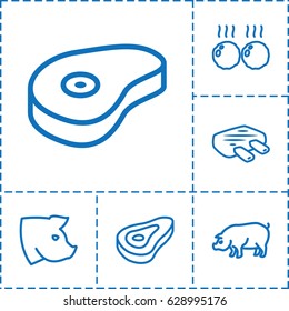 Ham icon. set of 6 ham outline icons such as pig, beef