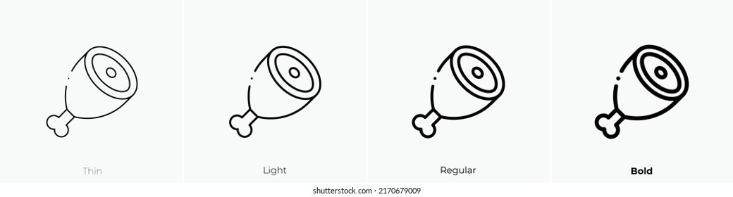 ham icon. Thin, Light Regular And Bold style design isolated on white background