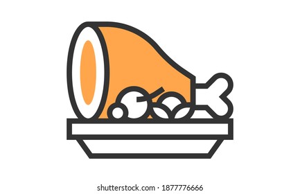 Ham-Symbol, Vektorzeichen und Symbol einzeln auf weißem Hintergrund, Ham-Logo-Konzept.