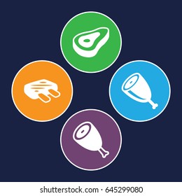 Ham icons set. set of 4 ham filled icons such as beef