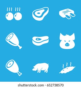 Ham icons set. set of 9 ham filled icons such as beef, pig