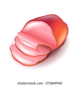 Ham isolated on white photo-realistic vector illustration