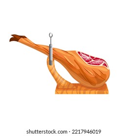 caricatura de jamón en la pierna. carne, corte de cerdo, rodaja, carnicero crudo, cerdo delicioso, grasa en trozos, producto de harina jamón de pierna ilustración vectorial