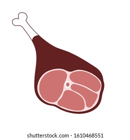 ham leg, dry cured meat, vector illustration 