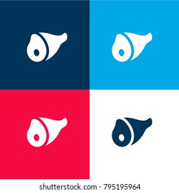 Pata de pelo cuatro materiales de color y el logotipo de icono mínimo fijado en rojo y azul