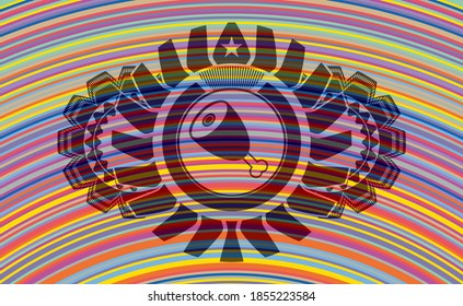 icono de la pierna jamón dentro de un emblema realista colorido. Un exquisito fondo. Ilustración vectorial. 