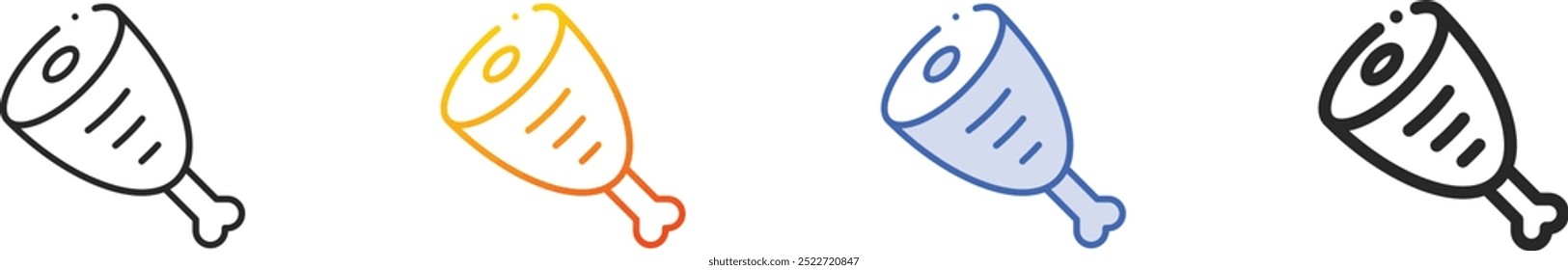 ham leg icon.Thin Linear, Gradient, Blue Stroke and bold Style Design Isolated On White Background