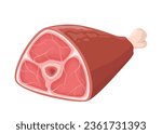 Ham leg vector illustration on white background. Appetizing meat product.