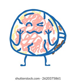 Schinken Fleisch Charakter doodle Symbol Skizze Vektor. Schinkenfleisch-Zeichen. einzelne Symbolgrafik