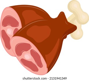 Hammfleisch, Illustration, Vektorgrafik auf weißem Hintergrund.